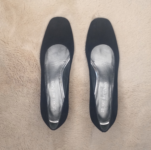 Stuart Weitzman Black Suede Marymid Block Heel Classic Festive Elegant Pump 8 - Picture 3 of 9